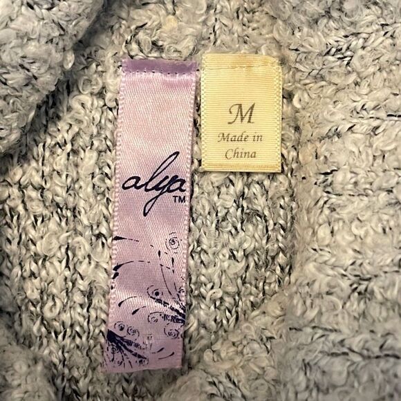 Alya Women's Tunic Sweater Sleeveless Turtleneck High Low Knitted Gray‎ Medium - Picture 6 of 9